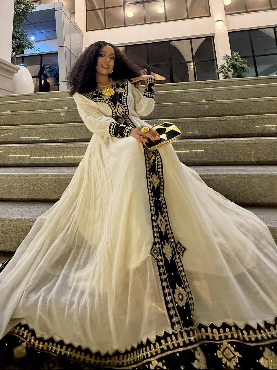 Black and Gold Habesha Dress Elegant Ethiopian Traditional Dress