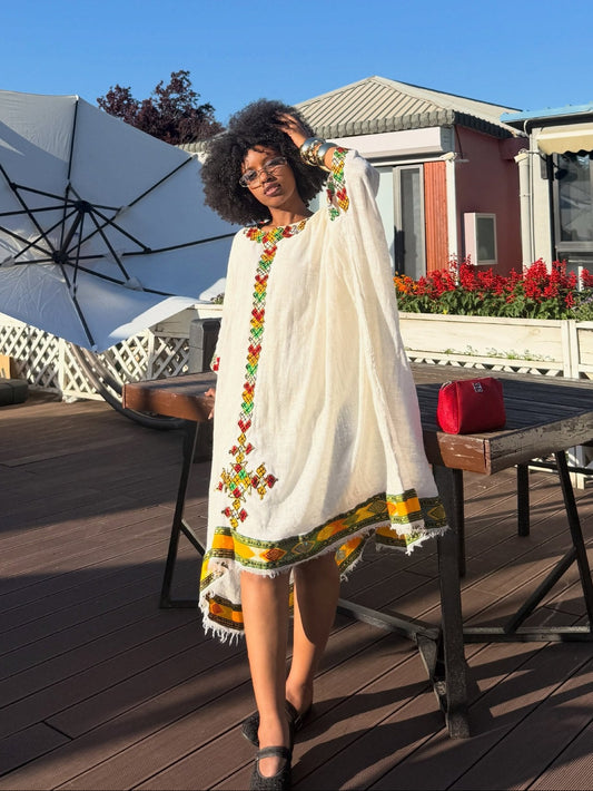 modern ethiopian traditional dress Beautiful White & Blue Habesha shoulder Habesha dress Simple Habesha Dresses | Everyday