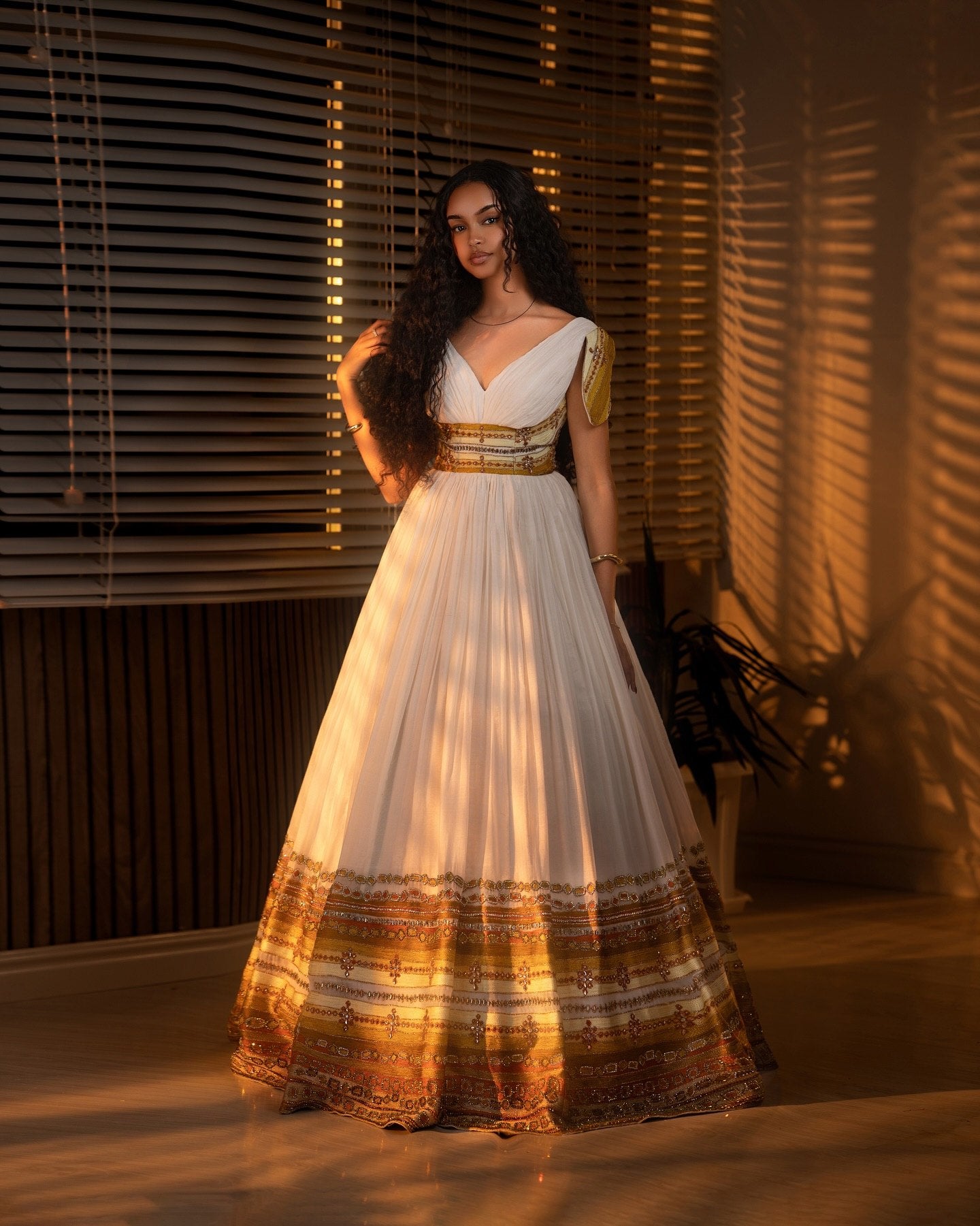 Golden Halo Bridal Habesha Kemis Regal Ethiopian Wedding Heritage Gown Traditional Ethiopian Clothing 940