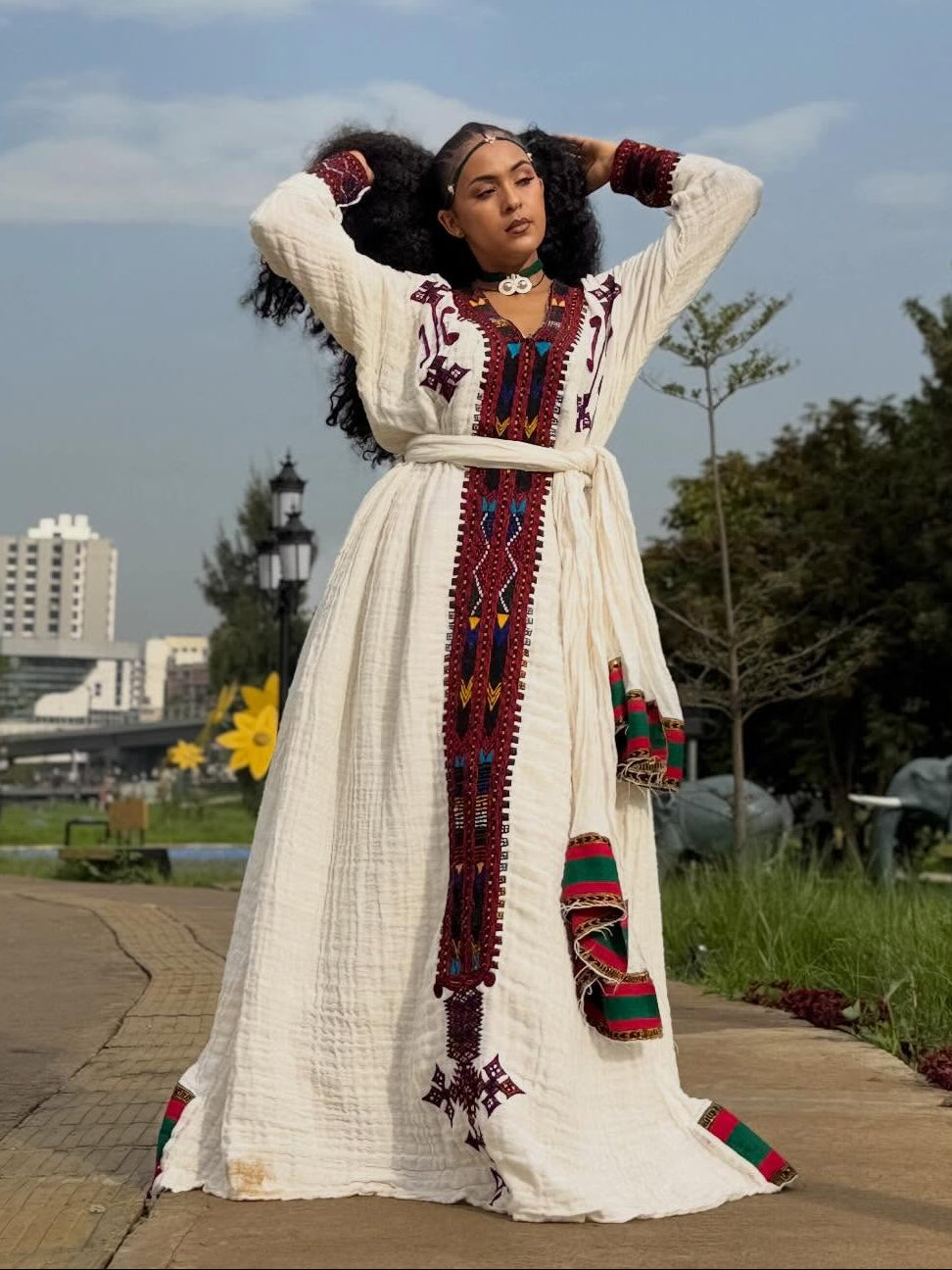 Vintage Habesha Kemis Crimson Maroon Tilf Embroidery Habesha Dress Timeless Ethiopian Clothing 1000
