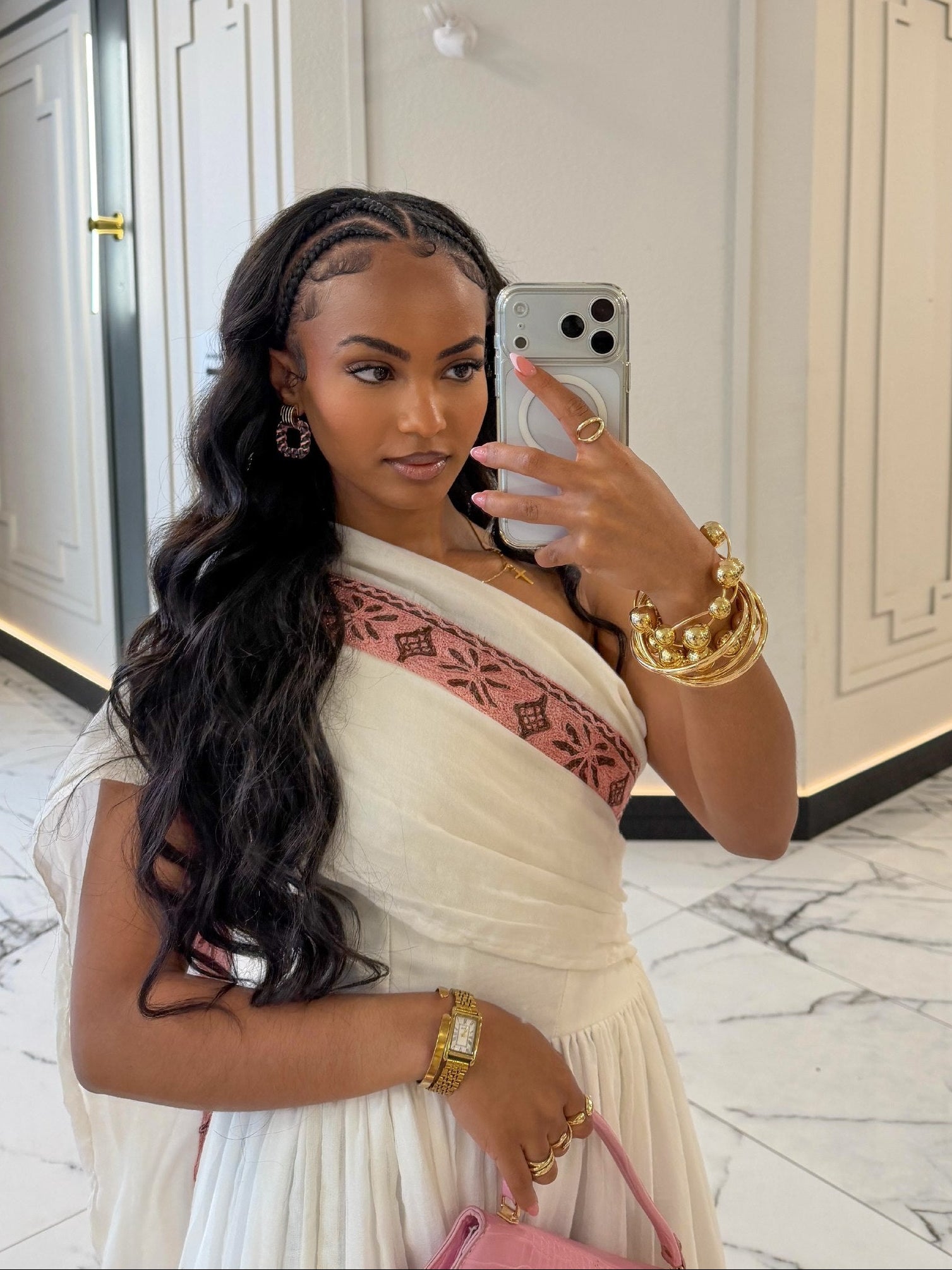 Chic Habesha Kemis Online Pink Ethiopian Traditional Dress