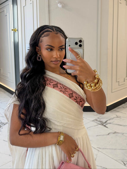Chic Habesha Kemis Online Pink Ethiopian Traditional Dress