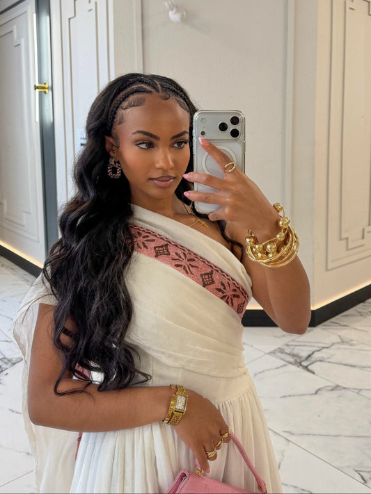 Chic Habesha Kemis Online Pink Ethiopian Traditional Dress