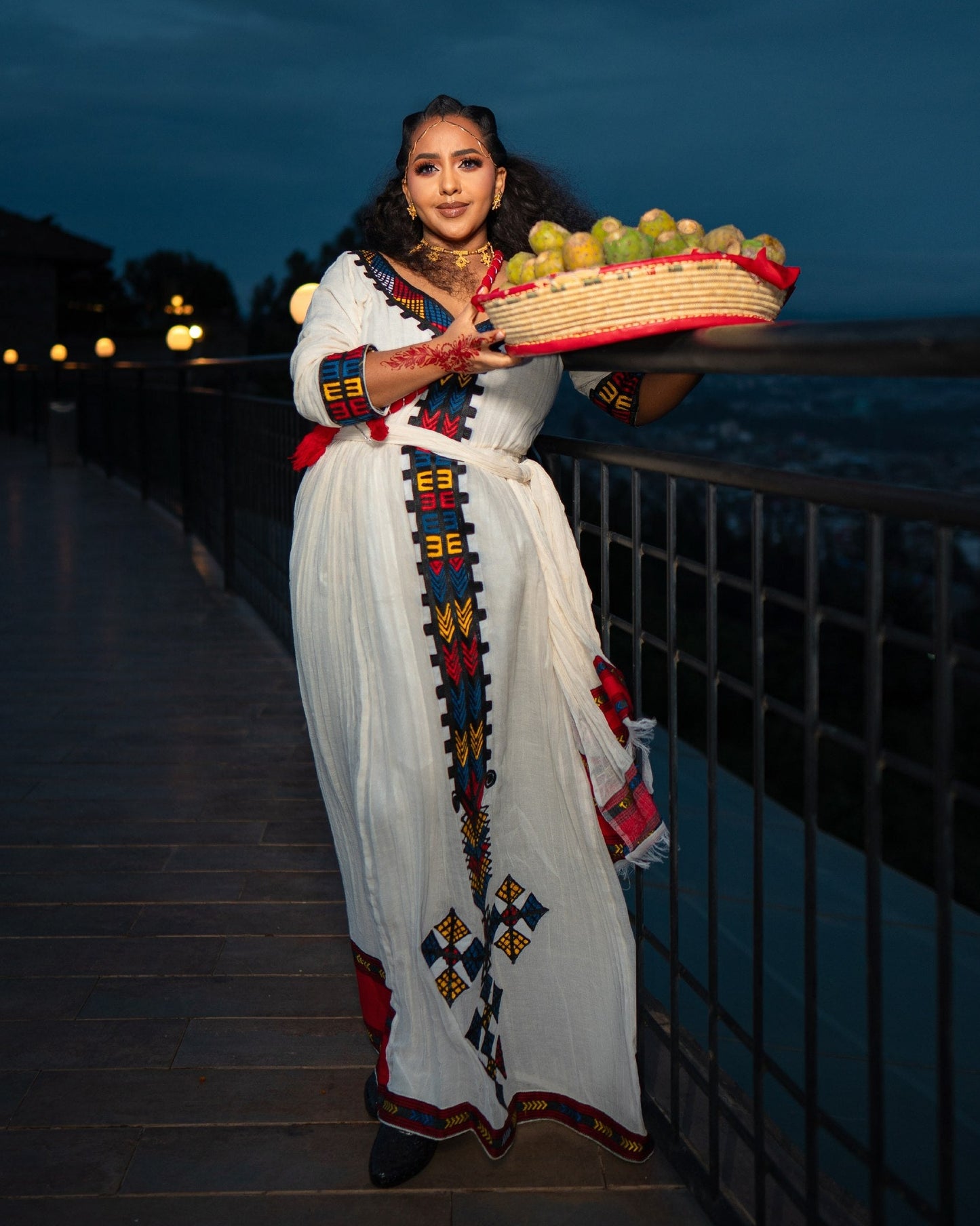 Vibrant Tribal-Inspired Habesha Kemis Bold Geometric Embroidery Ethiopian Clothing for Heritage Celebrations 1005
