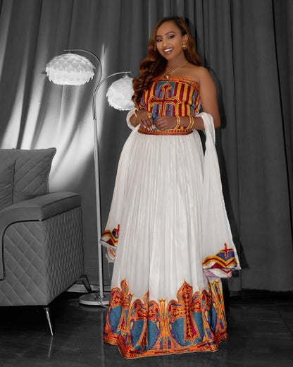 Ethiopian Traditional Dress for Women  Authentic Habesha Kemis Handwoven Eritrean Dress 1007