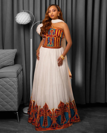 Ethiopian Traditional Dress for Women  Authentic Habesha Kemis Handwoven Eritrean Dress 1007