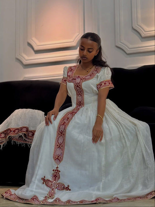 Luxury Habesha Traditional Dress Authentic Ethiopian Traditional Dress with Handwoven
