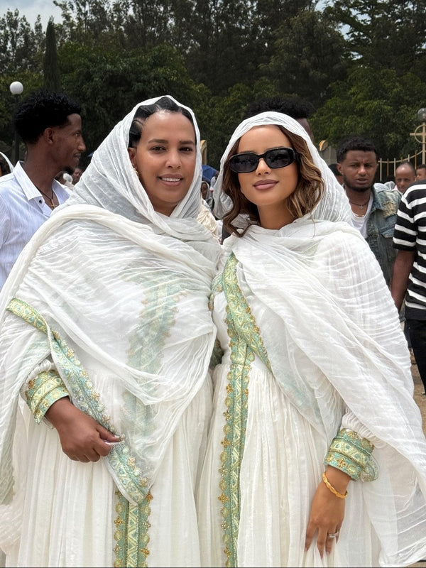 Magnificent Habesha Dress Authentic Ethiopian Traditional Dress Emerald Green Handwoven Tibeb Habesha Kemis 1012
