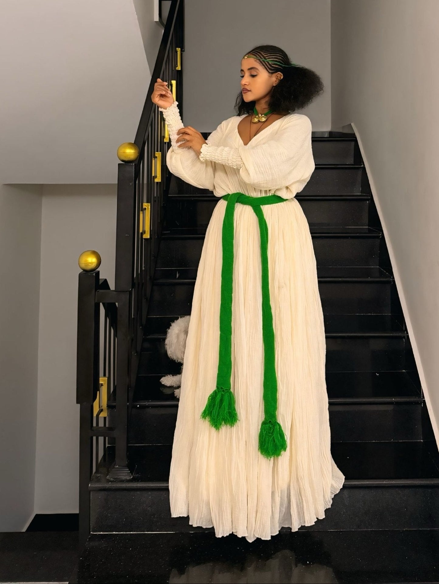 Graceful Ethiopian Traditional Dress  Natural Shemma Cotton Habesha Kemis Heritage Elegance 1014