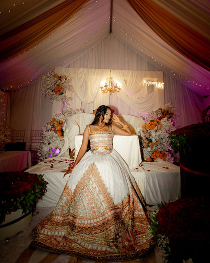 Luxurious Ethiopian Wedding Dress Handwoven Habesha Traditional Clothing for Elegant Bridal Celebrations 1019