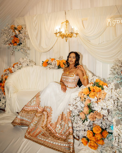 Luxurious Ethiopian Wedding Dress Handwoven Habesha Traditional Clothing for Elegant Bridal Celebrations 1019