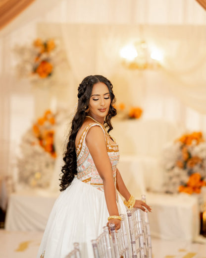 Luxurious Ethiopian Wedding Dress Handwoven Habesha Traditional Clothing for Elegant Bridal Celebrations 1019