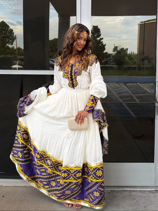 regal purple ethiopian traditional dress collection luxury ethiopian clothing 