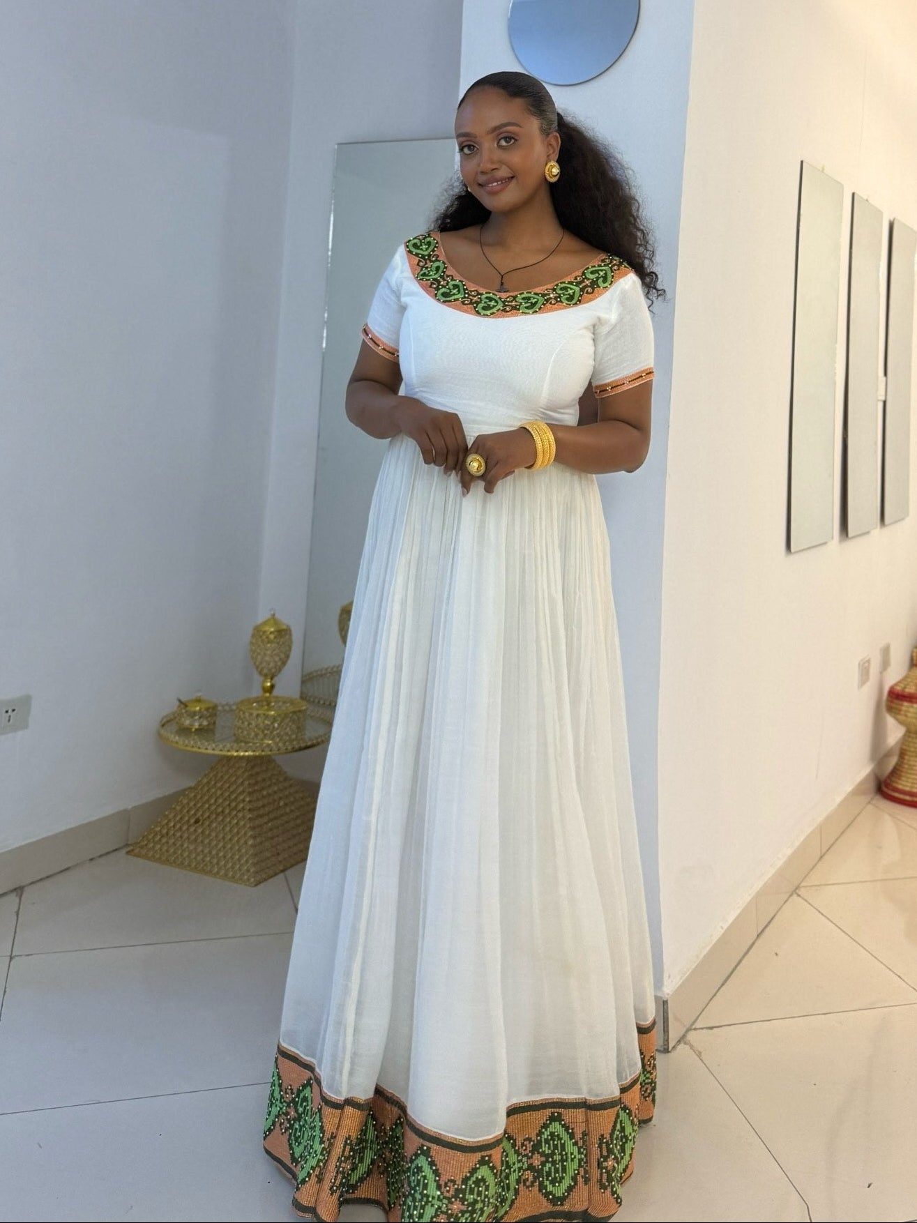 fresh green and coral ethiopian traditional dress luxury traditional ethiopian clothing 