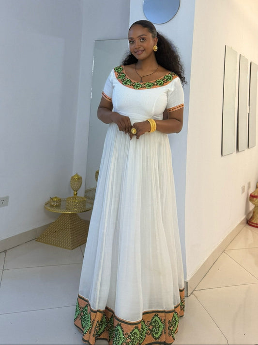 fresh green and coral ethiopian traditional dress luxury traditional ethiopian clothing 