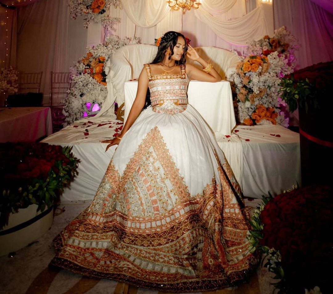 Luxurious Ethiopian Wedding Dress Handwoven Habesha Traditional Clothing for Elegant Bridal Celebrations 1019