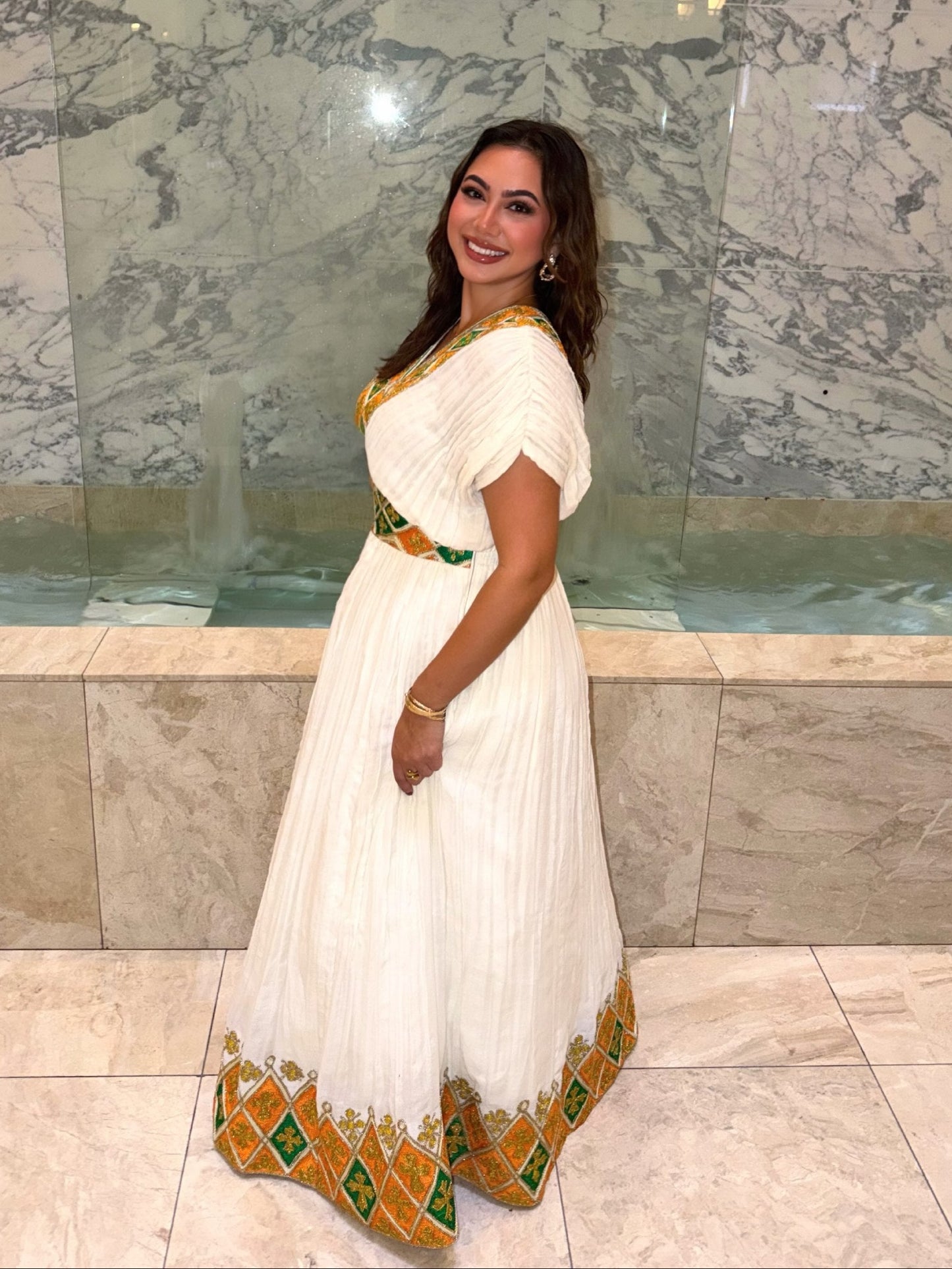 Green Gold Ethiopian Traditional Dress Stunning Habesha Dress Charming Habesha Kemis For Festive 1037