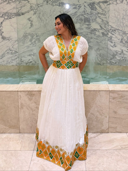 Green Gold Ethiopian Traditional Dress Fine Traditional Ethiopian Clothing Boutique