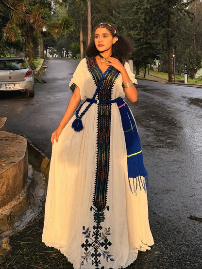 Stunning Blue Black Ethiopian Traditional Dress