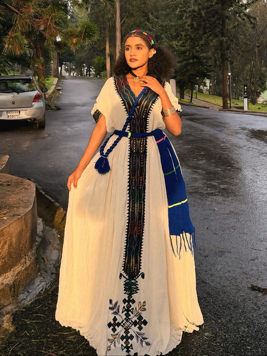Stunning Blue Black Ethiopian Traditional Dress