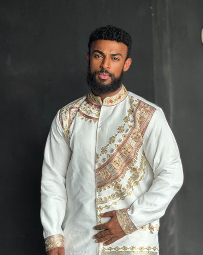 Luxurious Gold Habesha Men Shirt | Premium Ethiopian Men Clothing Boutique