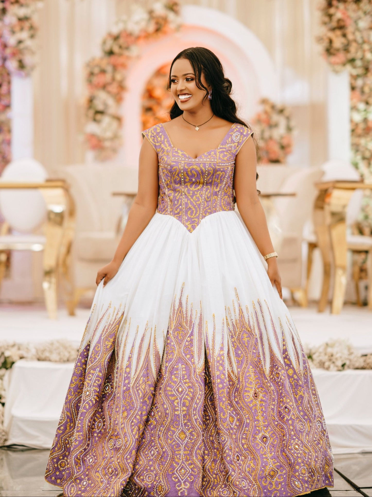 Luxurious Purple Ethiopian Wedding Dress  Ethiopian Clothing Bridal Collection