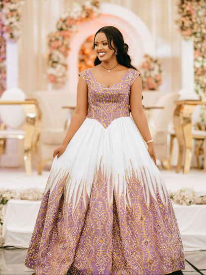 Luxurious Purple Ethiopian Wedding Dress  Ethiopian Clothing Bridal Collection