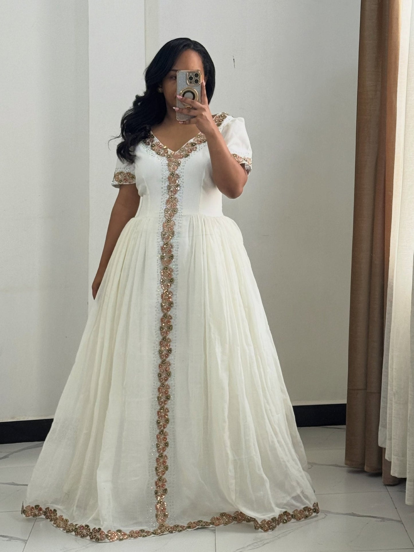 Elegant Pink Gold Traditional Ethiopian Dress Traditional Ethiopian Clothing 