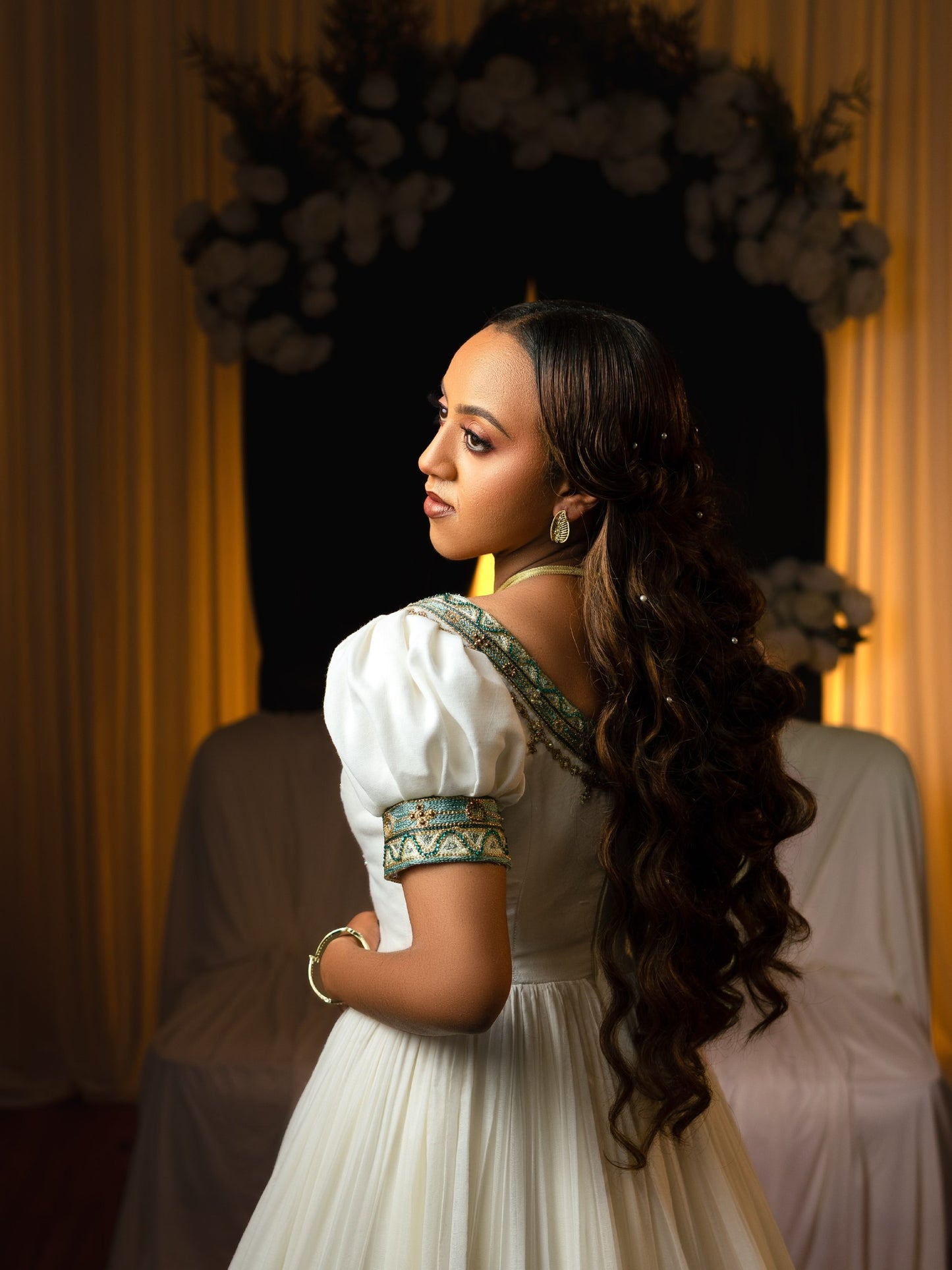 Royal Sage Green Habesha Kemis for Wedding Handcrafted Ethiopian Wedding Dress  Luxurious Habesha Dress 1044