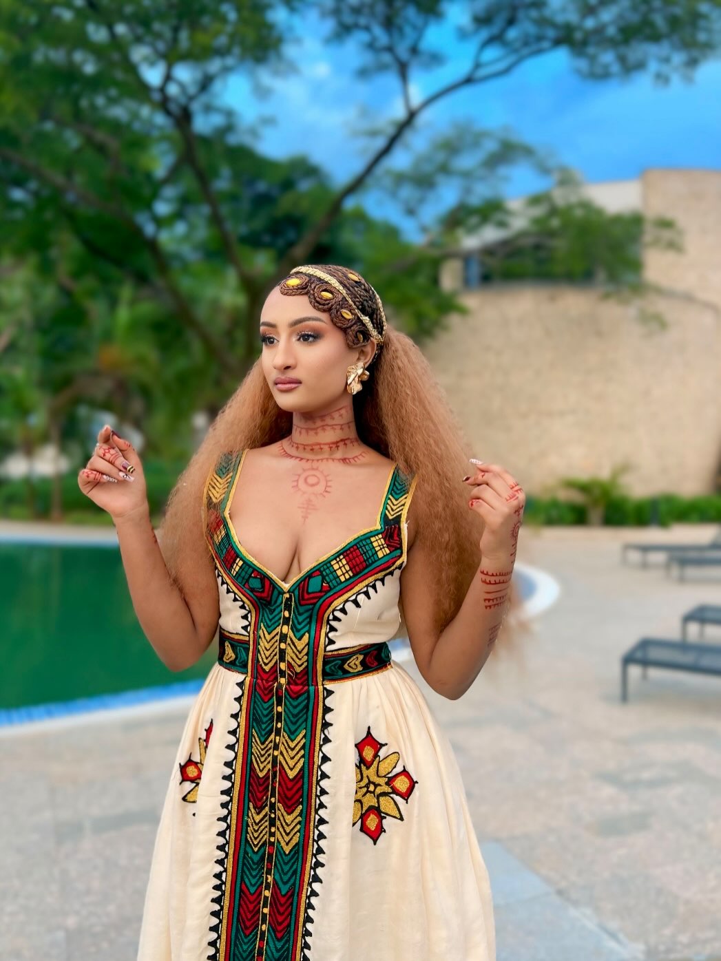 Authentic Eritrean Traditional Dress for Women Handwoven Habesha Dress With Colorful Embroidery 1046
