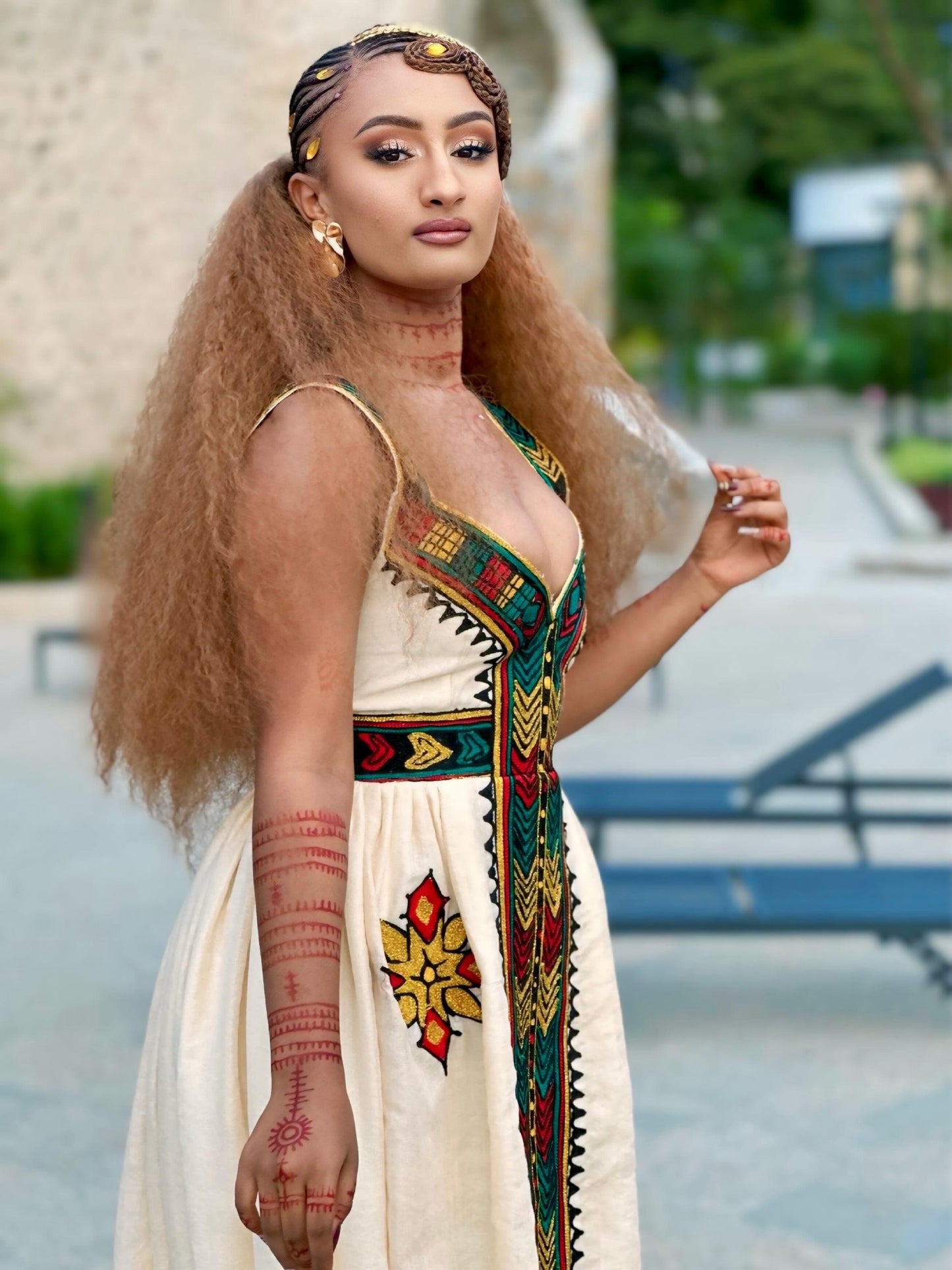 Authentic Eritrean Traditional Dress for Women Handwoven Habesha Dress With Colorful Embroidery 1046
