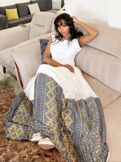 Majestic Dark Blue Ethiopian Traditional Dress Luxury Habesha Dress Gallery Charming Habesha Kemis 1049