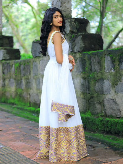 Royal Heirloom Habesha Kemis Featuring Handcrafted Tibeb Habesha Dress for Timeless Ethiopian Clothing 1055