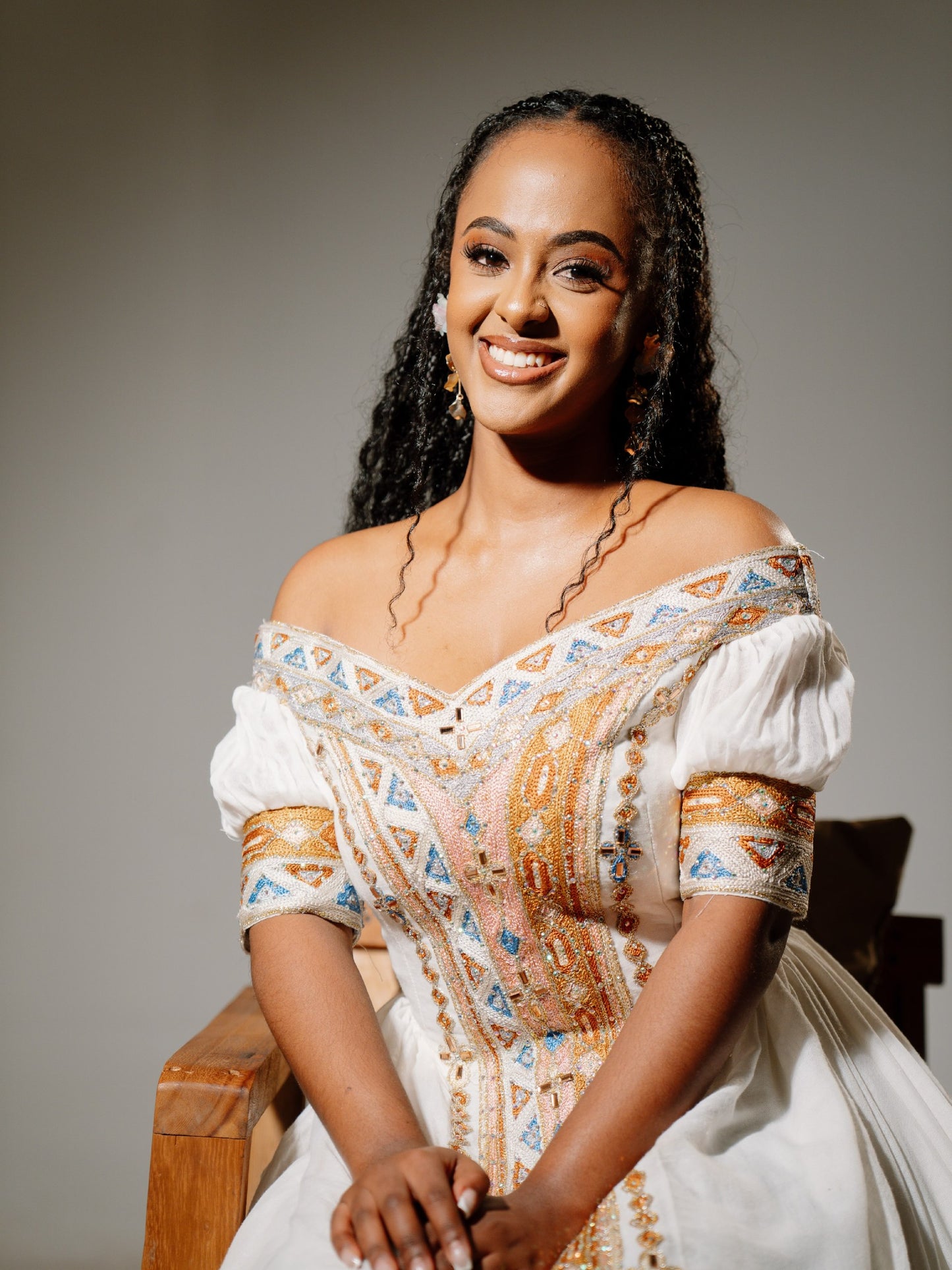 Celestial Ethiopian Wedding Dress Handwoven Habesha Kemis Embroidery Regal Detail Habesha Dress 1071