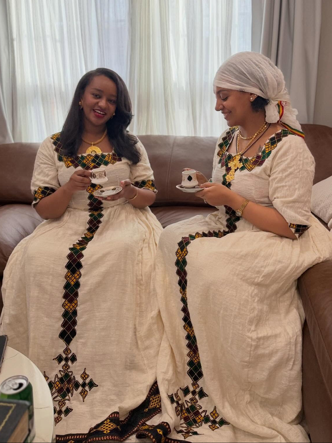 Black Multicolored Diamond Habesha Kemis Vertical Tilf Ethiopian Dress Quarter Sleeved Habesha Dress 1079