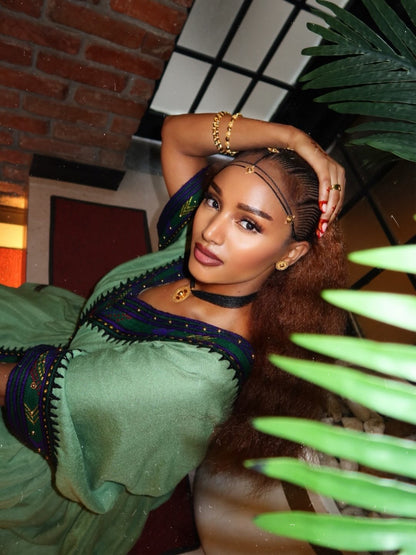 Sage Mint Green Habesha Dress Royal Blue Habesha Kemis Online Handloomed ethiopian clothing 1113