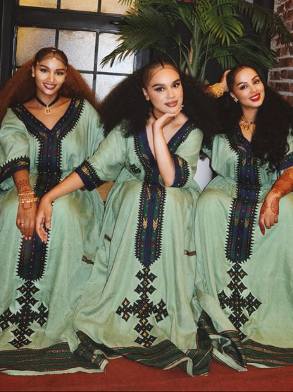 Sage Mint Green Habesha Dress Royal Blue Habesha Kemis Online Handloomed ethiopian clothing 1113