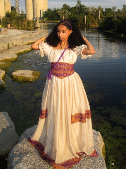 Royal Purple Corset habesha kemis online Artisanal ethiopian clothing