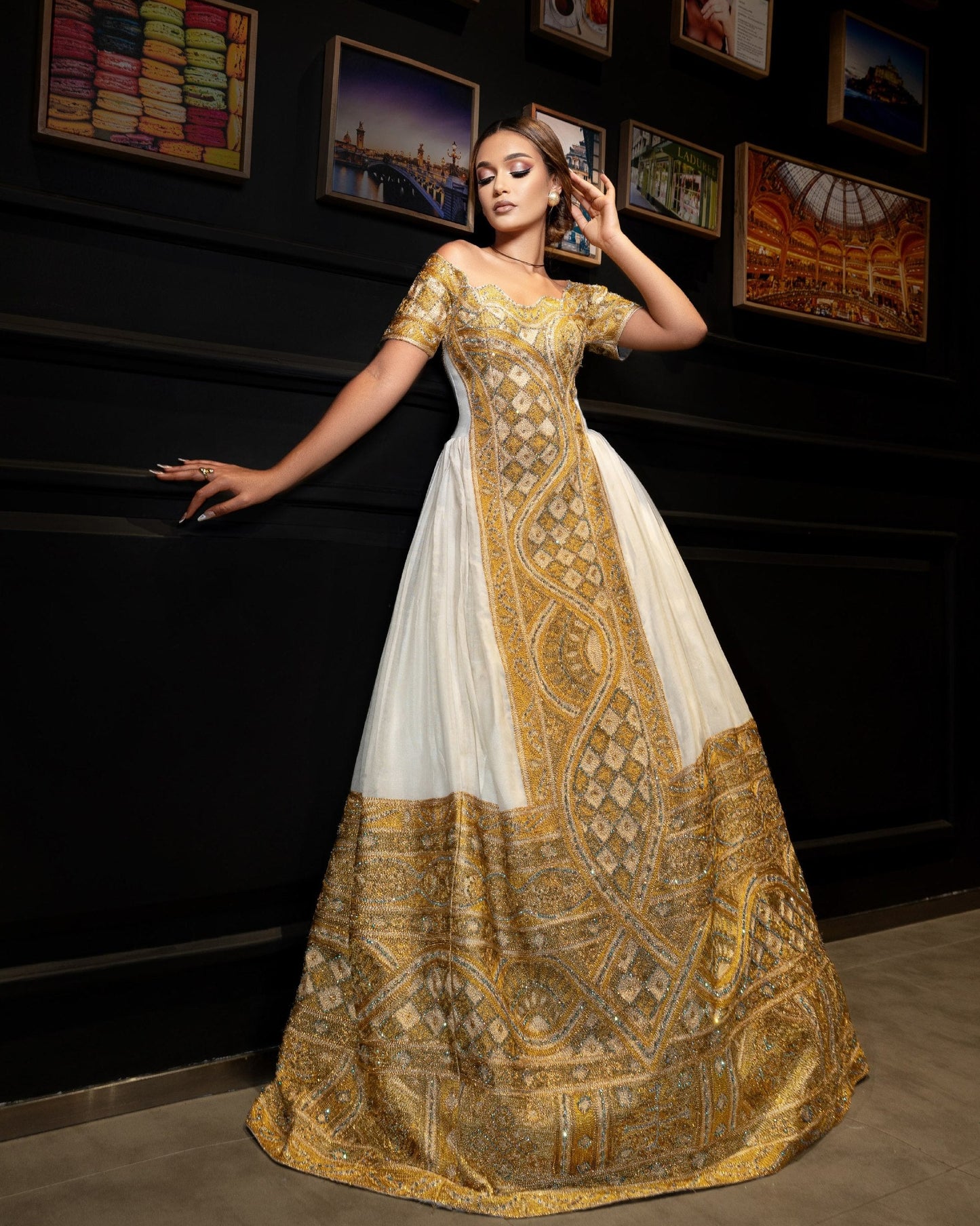  Gold Medallion ethiopian wedding dress Couture ethiopian clothing