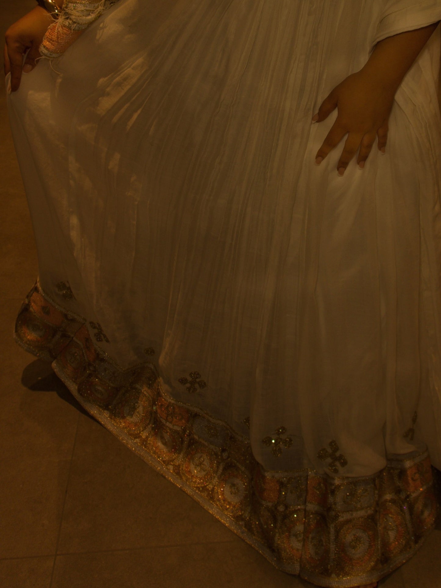 Sleeveless Ethiopian Habesha Attire Golden Embroidery Habesha Dress Graceful Traditional Detailing 1123