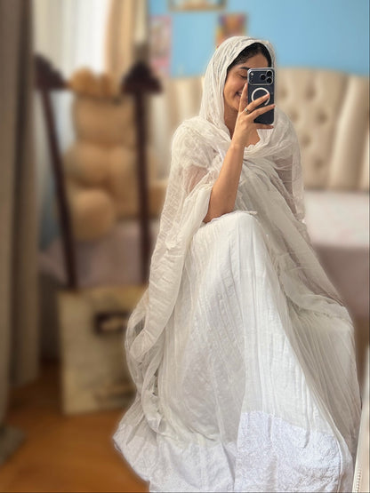 Ethereal Ethiopian Habesha Kemis Ensemble With Sheer Textured Netela Soft Grace Ethiopian Clothing 1125