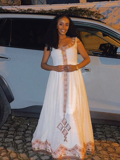 Rose Gold Lattice habesha kemis online | Pure habesha cloth