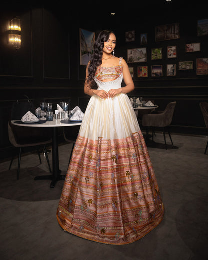 Sunset Terracotta & Gold Sequin Cutout Habesha Dress Sleeveless Ethiopian wedding dress Ballgown 1144
