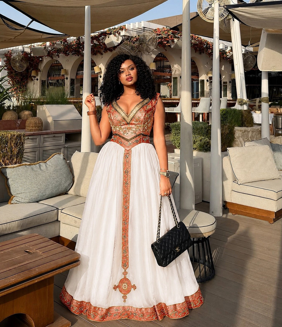 Buy AI-Generated Habesha Kemis Online  Copper Ethiopian Traditional Dress