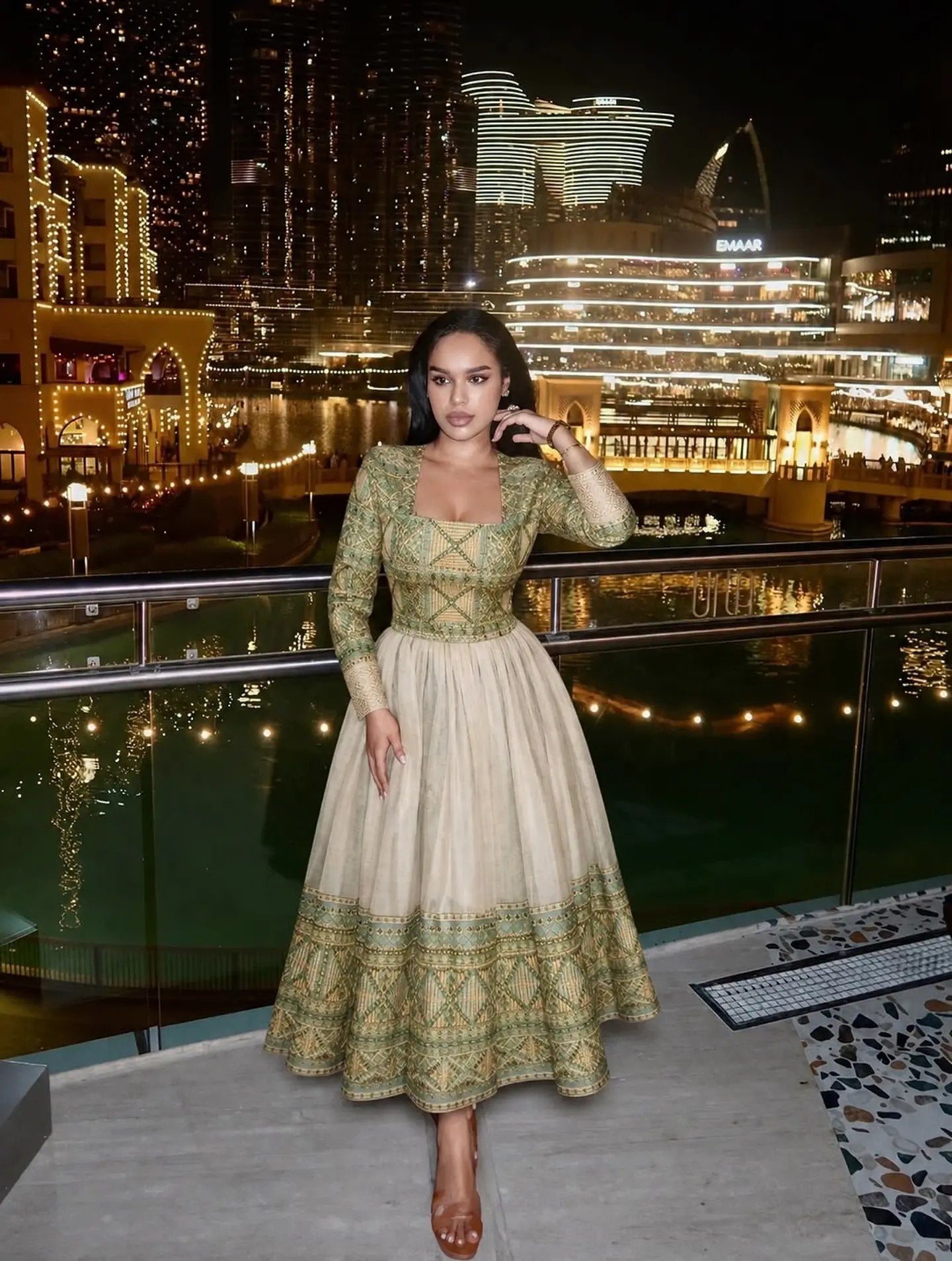  AI-Generated Habesha Kemis Online Olive Woven Ethiopian Traditional Dress
