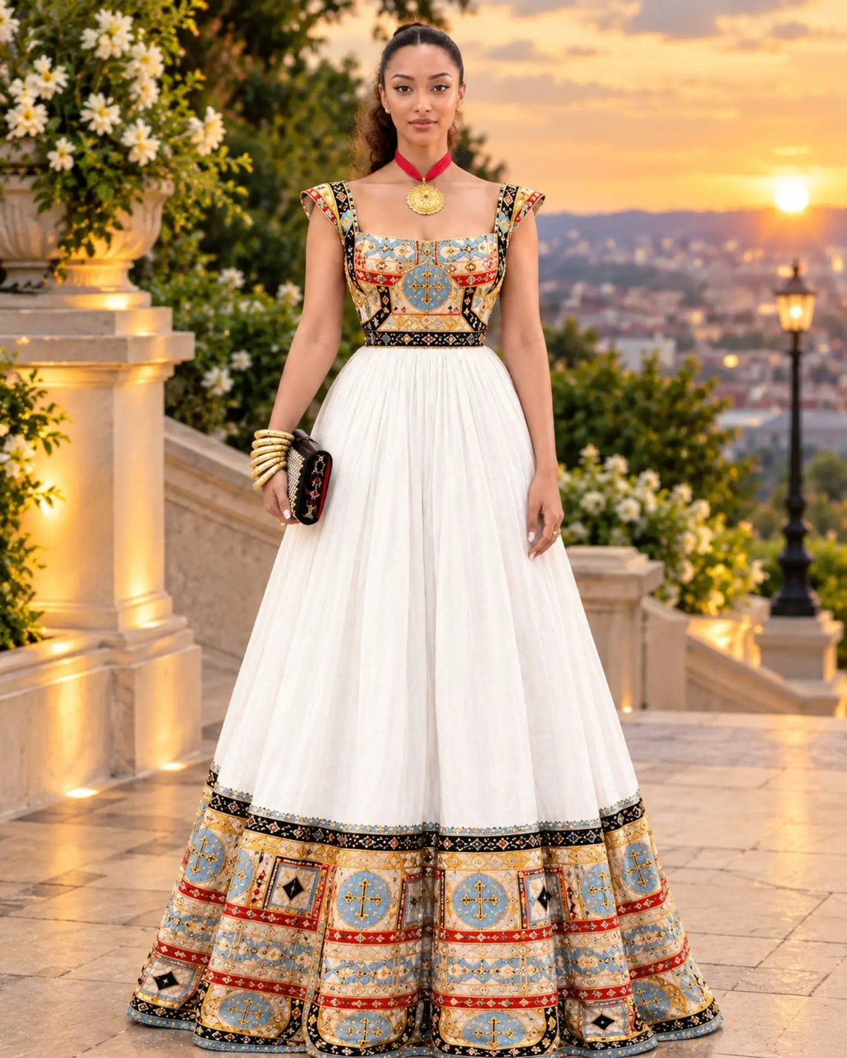 Buy AI-Generated Habesha Kemis Online  Pastel Mosaic Ethiopian Traditional Dress