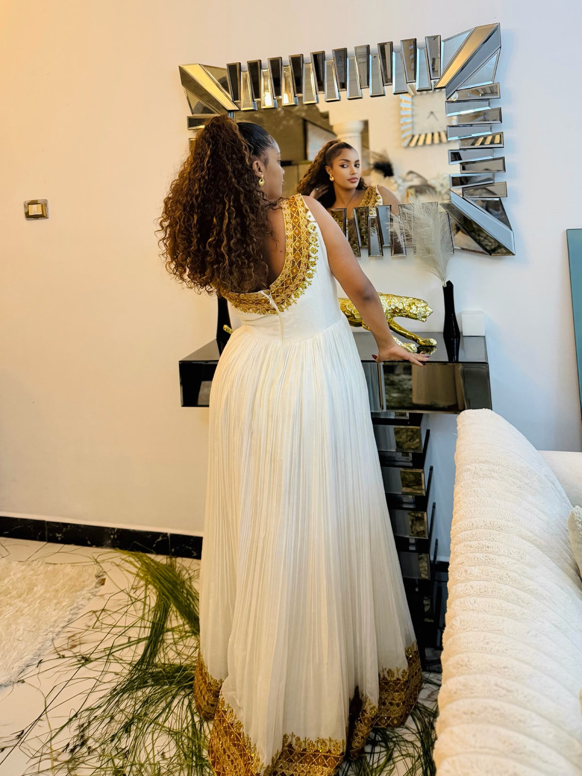 Antique Gold & Bronze Tilf Habesha kemis Online Timeless Ethiopian Clothing Charming Habesha Dress 1186