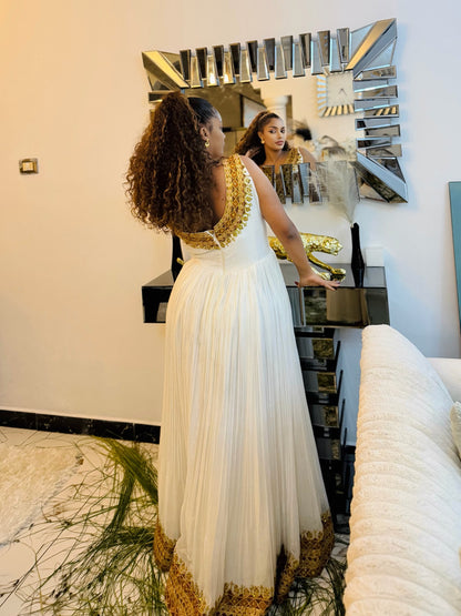 Antique Gold & Bronze Tilf Habesha kemis Online Timeless Ethiopian Clothing Charming Habesha Dress 1186