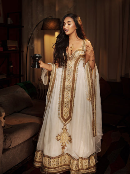 Royal Bronze & Gold Sweetheart habesha kemis online Woven habesha cloth