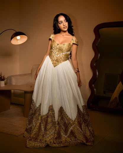 Golden Corset Bodice habesha kemis online Fine ethiopian clothing